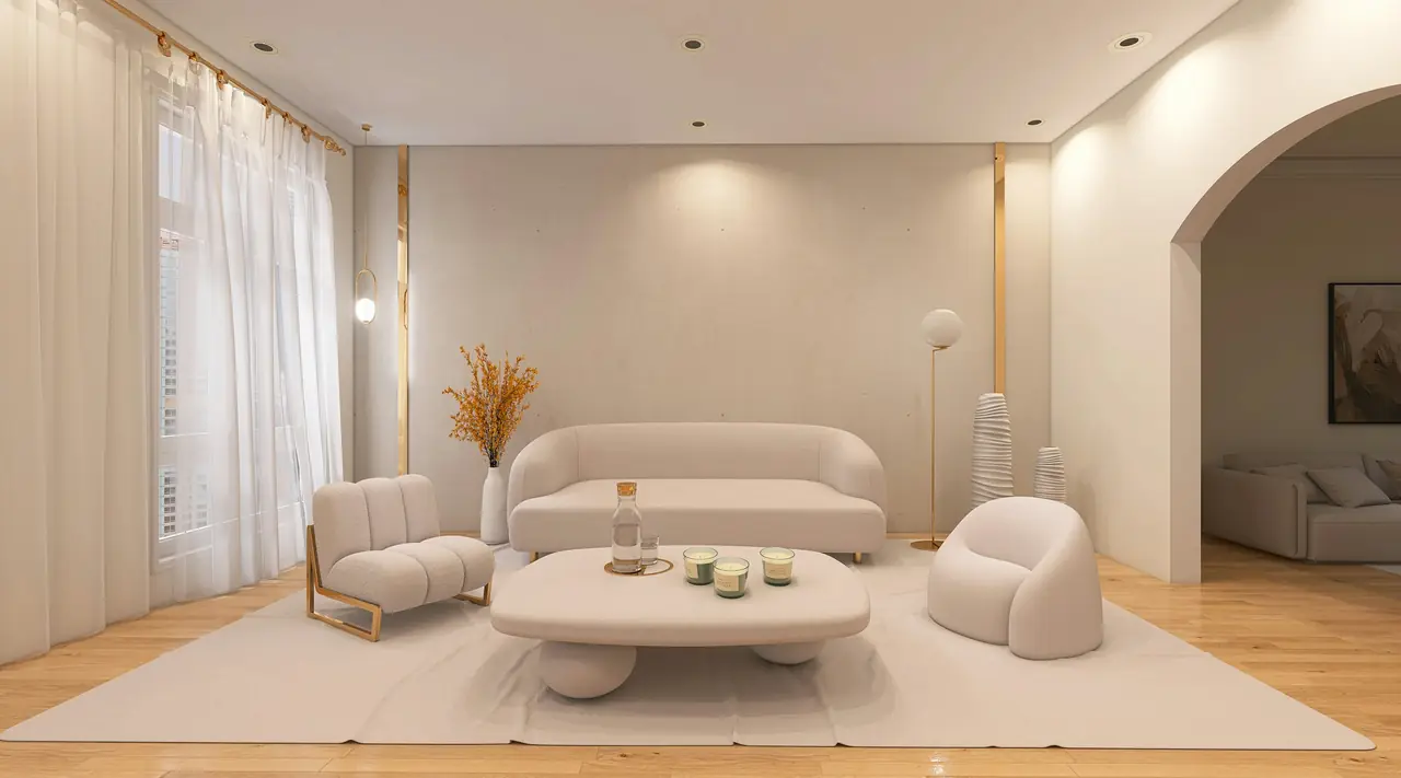 Kemerli geçişli sade oturma alanı
